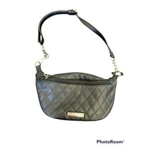 Nine West Waist Wallet Belt Bag Pouch Black Quilted Diamond Purse